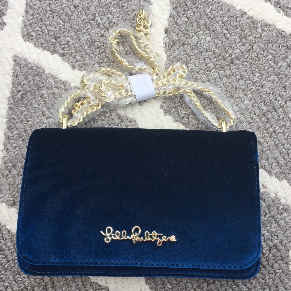 Lilly Pulitzer Kay Bag blue velvet crossbody